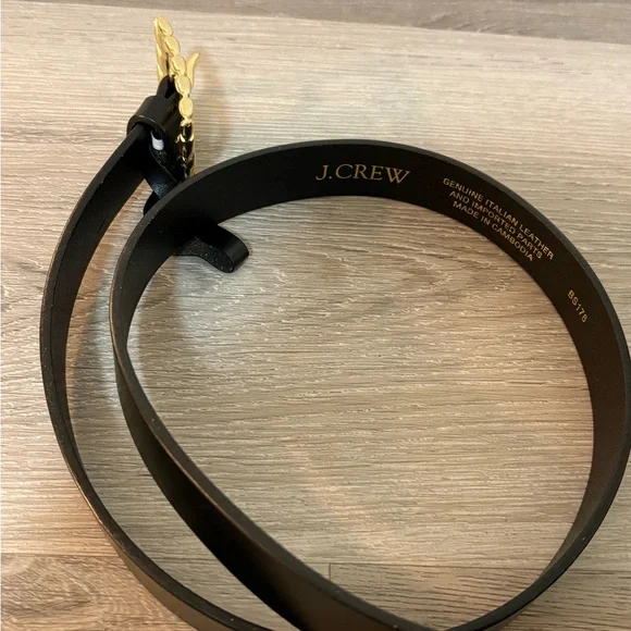 J Crew Black Belt with Gold Buckle - Picture 3 of 3